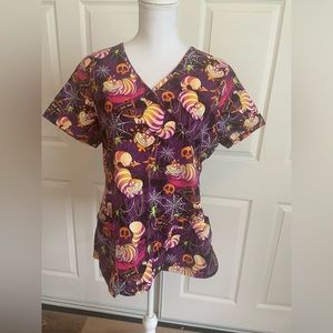 Alice in Wonderland Halloween Scrub Top